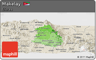 Political Shades Panoramic Map of Makelay, shaded relief outside