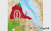 Flag Map of Eritrea, satellite outside, bathymetry sea