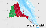 Flag Map of Eritrea, single color outside, bathymetry sea, flag aligned to the middle