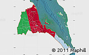 Flag Map of Eritrea, single color outside, satellite sea, flag aligned to the middle