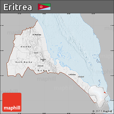 Gray Map of Eritrea, single color outside