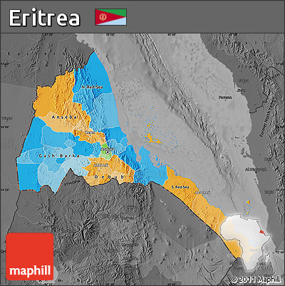 Political Map of Eritrea, darken, desaturated
