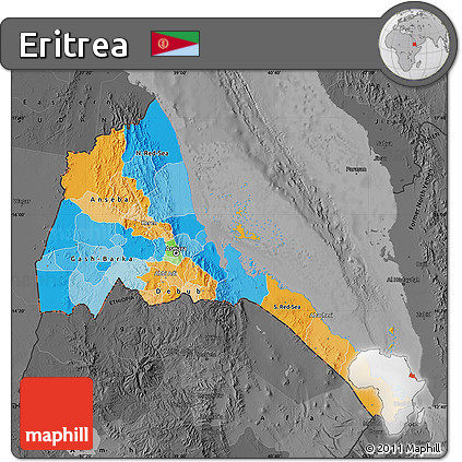 Political Map of Eritrea, darken, desaturated