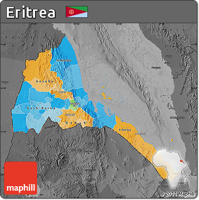 Political Map of Eritrea, darken, desaturated