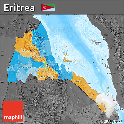 Political Map of Eritrea, darken, desaturated, land only