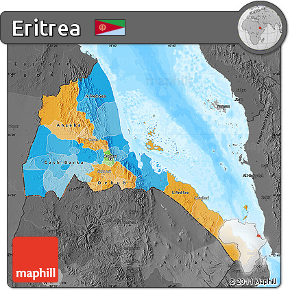 Political Map of Eritrea, darken, desaturated, land only