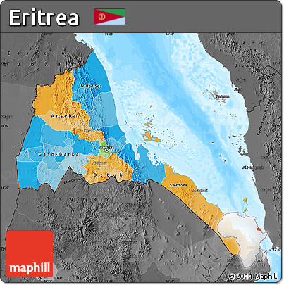 Political Map of Eritrea, darken, desaturated, land only
