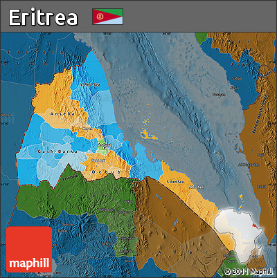 Political Map of Eritrea, darken