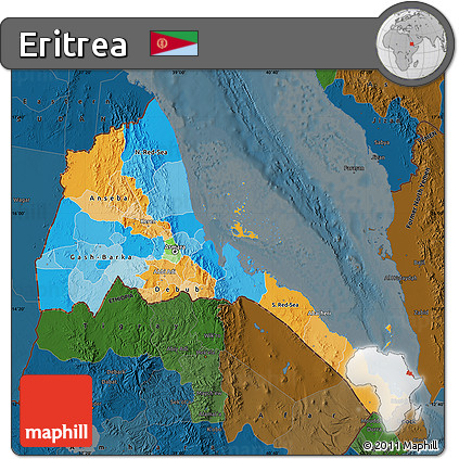 Political Map of Eritrea, darken