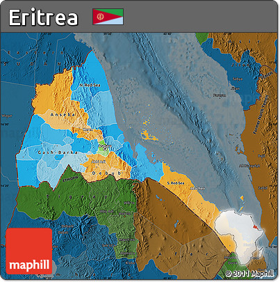 Political Map of Eritrea, darken