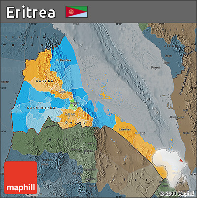 Political Map of Eritrea, darken, semi-desaturated