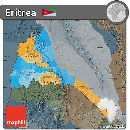 Political Map of Eritrea, darken, semi-desaturated