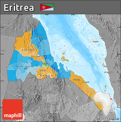 Political Map of Eritrea, desaturated, land only