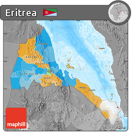 Political Map of Eritrea, desaturated, land only