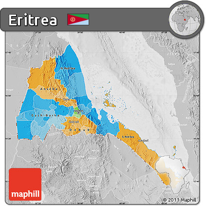 Political Map of Eritrea, lighten, desaturated