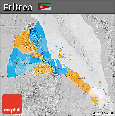 Political Map of Eritrea, lighten, desaturated