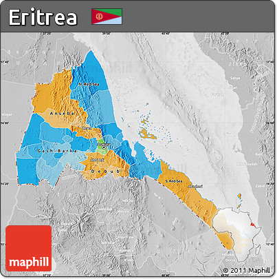 Political Map of Eritrea, lighten, desaturated