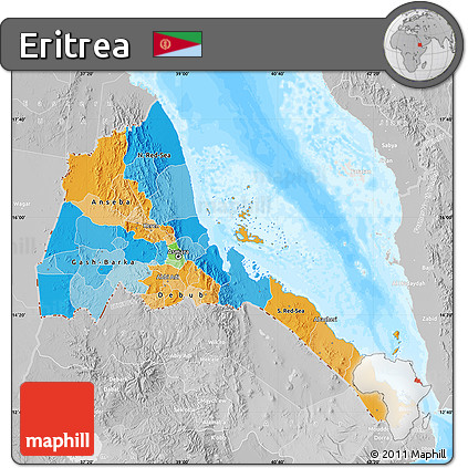 Political Map of Eritrea, lighten, desaturated, land only
