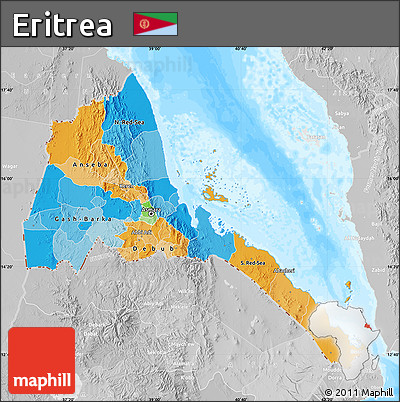 Political Map of Eritrea, lighten, desaturated, land only