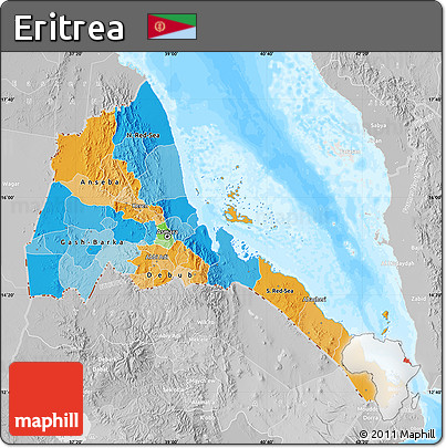 Political Map of Eritrea, lighten, desaturated, land only