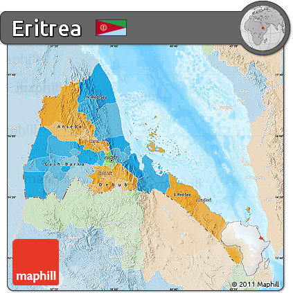 Political Map of Eritrea, lighten, land only