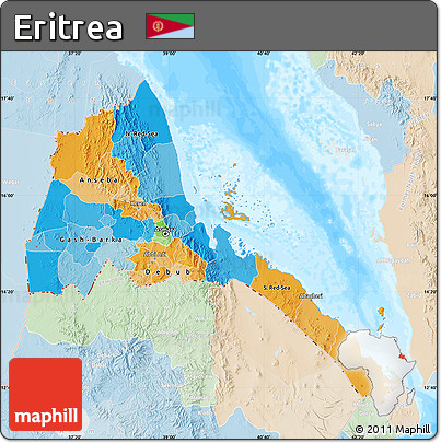 Political Map of Eritrea, lighten, land only