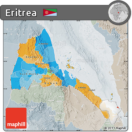 Political Map of Eritrea, lighten, semi-desaturated