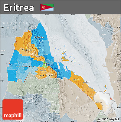 Political Map of Eritrea, lighten, semi-desaturated