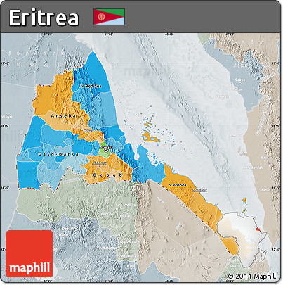 Political Map of Eritrea, lighten, semi-desaturated