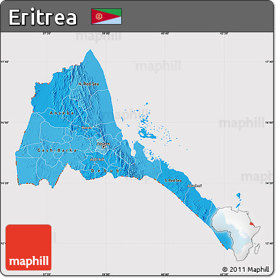 Political Shades Map of Eritrea, cropped outside