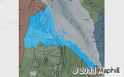 Political Shades Map of Eritrea, darken, semi-desaturated