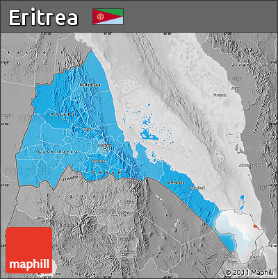 Political Shades Map of Eritrea, desaturated