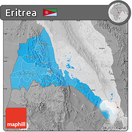 Political Shades Map of Eritrea, desaturated