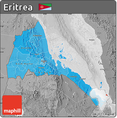 Political Shades Map of Eritrea, desaturated
