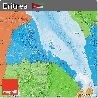 Political Shades Map of Eritrea