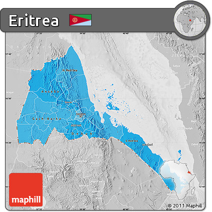 Political Shades Map of Eritrea, lighten, desaturated