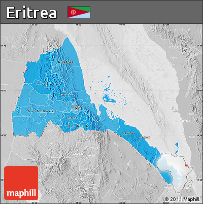 Political Shades Map of Eritrea, lighten, desaturated
