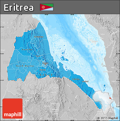 Political Shades Map of Eritrea, lighten, desaturated, land only