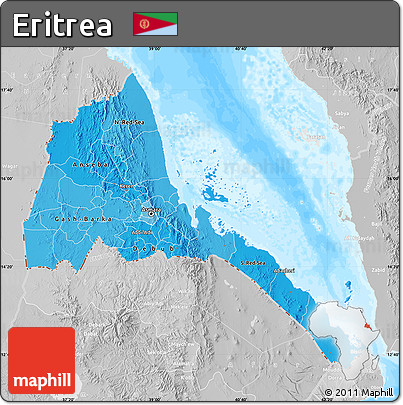 Political Shades Map of Eritrea, lighten, desaturated, land only