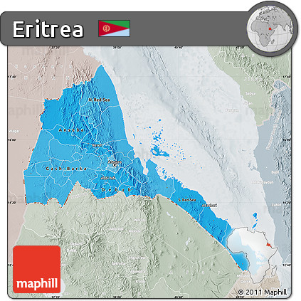 Political Shades Map of Eritrea, lighten, semi-desaturated