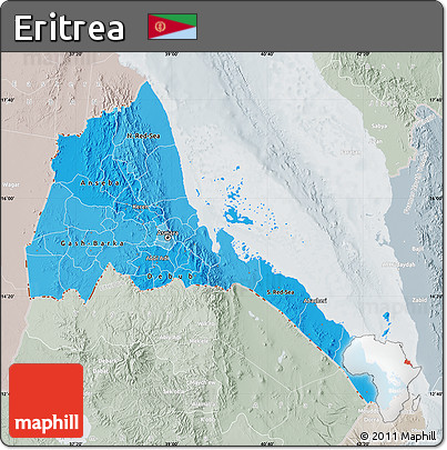 Political Shades Map of Eritrea, lighten, semi-desaturated