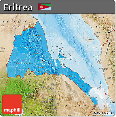 Political Shades Map of Eritrea, satellite outside, bathymetry sea