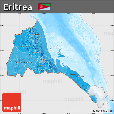 Political Shades Map of Eritrea, single color outside, bathymetry sea