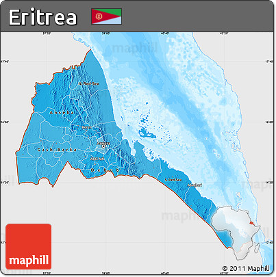 Political Shades Map of Eritrea, single color outside, bathymetry sea