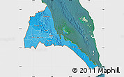 Political Shades Map of Eritrea, single color outside, satellite sea