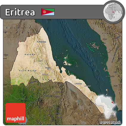 Satellite Map of Eritrea, darken