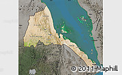 Satellite Map of Eritrea, darken, semi-desaturated, land only