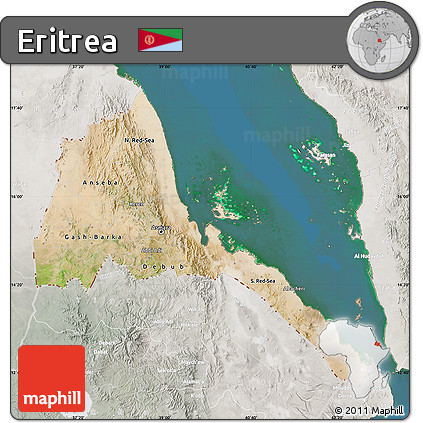 Satellite Map of Eritrea, lighten, semi-desaturated, land only