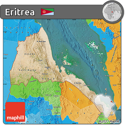 Satellite Map of Eritrea, political outside, satellite sea