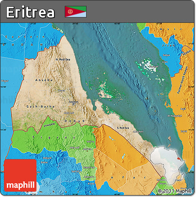 Satellite Map of Eritrea, political outside, satellite sea